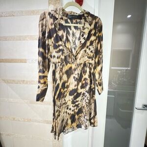 Yigal Azrouel Brown and Black Patterned Dress